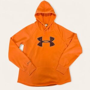 Under Armour Hoodie Storm Big Logo Pullover Medium Orange Athleisure Sporty